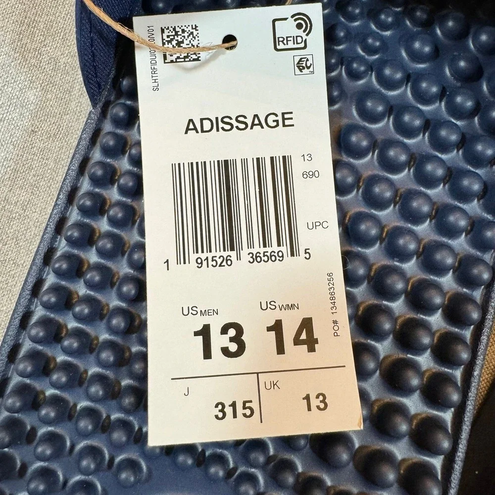 Adidas Adissage Sandals Men's Size 13 Womens‎ 14 Slides Massage Blue Pool Shower